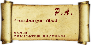Pressburger Abod névjegykártya